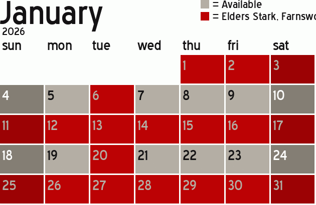 Missionary Dinner Calendar