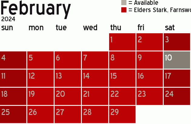 Missionary Dinner Calendar