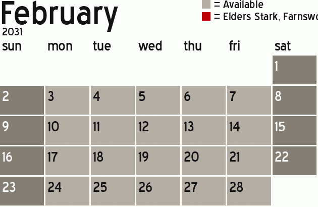 Missionary Dinner Calendar