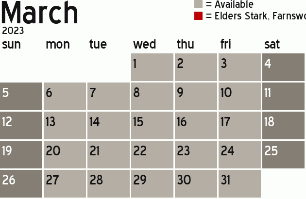 Missionary Dinner Calendar