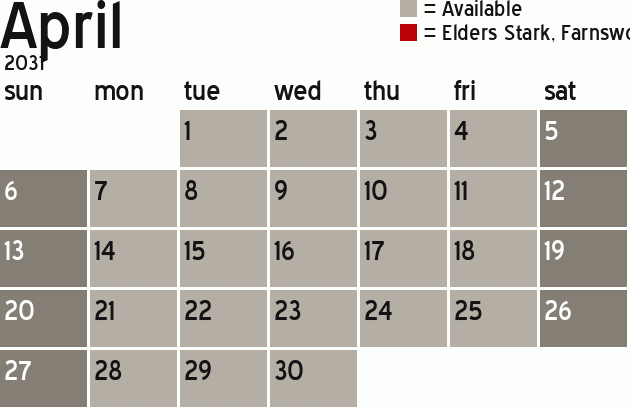 Missionary Dinner Calendar