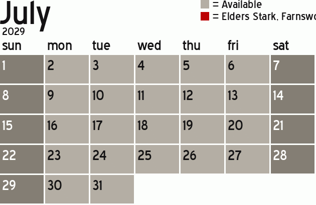 Missionary Dinner Calendar