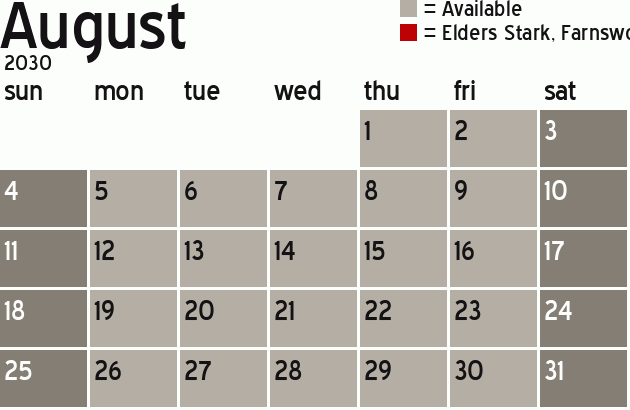 Missionary Dinner Calendar