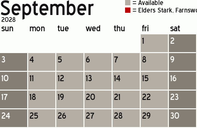 Missionary Dinner Calendar