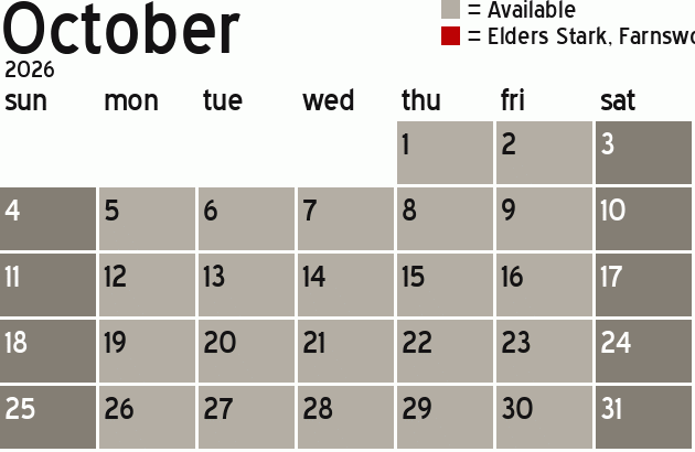 Missionary Dinner Calendar