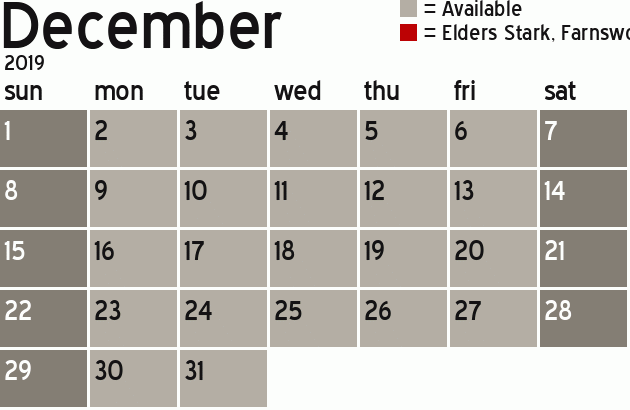Missionary Dinner Calendar